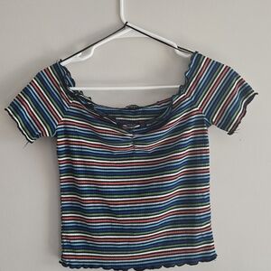 Multicolor Striped Off The Sholder Top